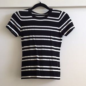Brandy Melville Black and White Striped Top